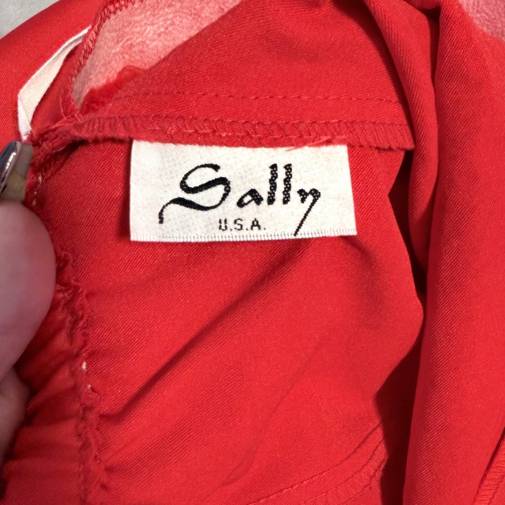 Vintage Sally USA Red Rhinestone Strapless Evening Gown Formal Dress Made USA - Picture 8 of 16